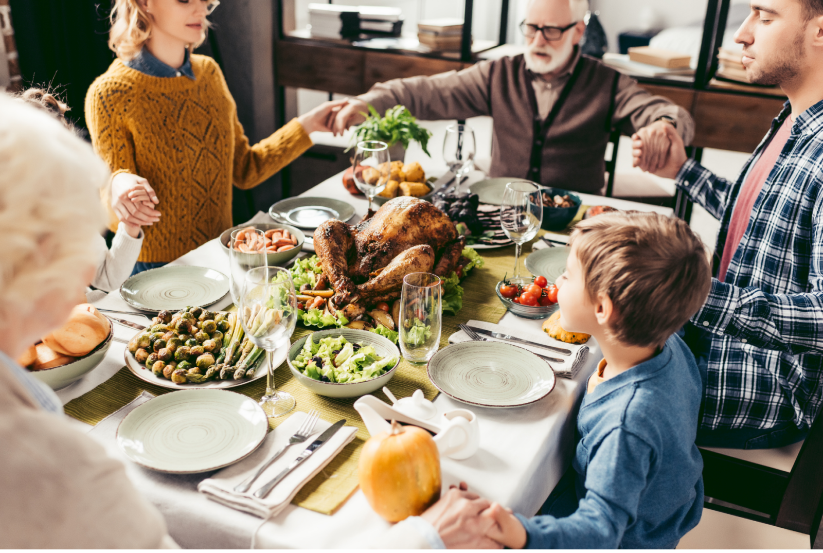 family gathered around table